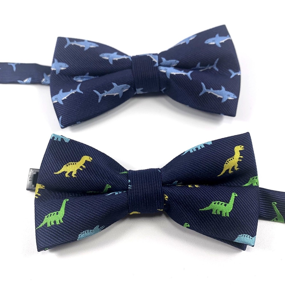 Lot 2 Kids Pre Tied Bow Ties Dinosaurs Sharks Adjustable Neck‎ Novelty